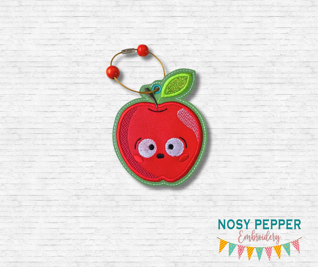 Shocked Apple applique bookmark/ornament/bag tag machine embroidery design DIGITAL DOWNLOAD