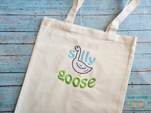 Load image into Gallery viewer, Silly Goose applique machine embroidery design (5 sizes included) DIGITAL DOWNLOAD