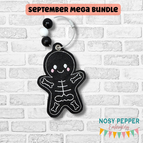 Skeleton Gingerbread Bag tag machine embroidery design DIGITAL DOWNLOAD