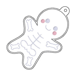 Skeleton Gingerbread Bag tag machine embroidery design DIGITAL DOWNLOAD