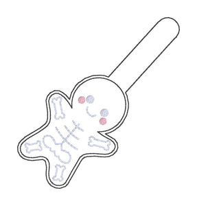 Skeleton Gingerbread snap tab and eyelet fob set (single and multi files included) machine embroidery design DIGITAL DOWNLOAD