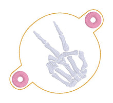 Load image into Gallery viewer, Skeleton Peace Bun cover machine embroidery design DIGITAL DOWNLOAD