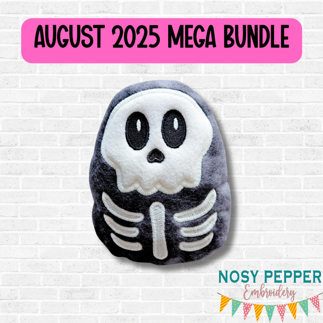 Skeleton stuffie (5 sizes included) machine embroidery design DIGITAL DOWNLOAD