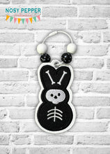 Load image into Gallery viewer, Skeleton Peep applique bookmark/ornament/bag tag machine embroidery design DIGITAL DOWNLOAD