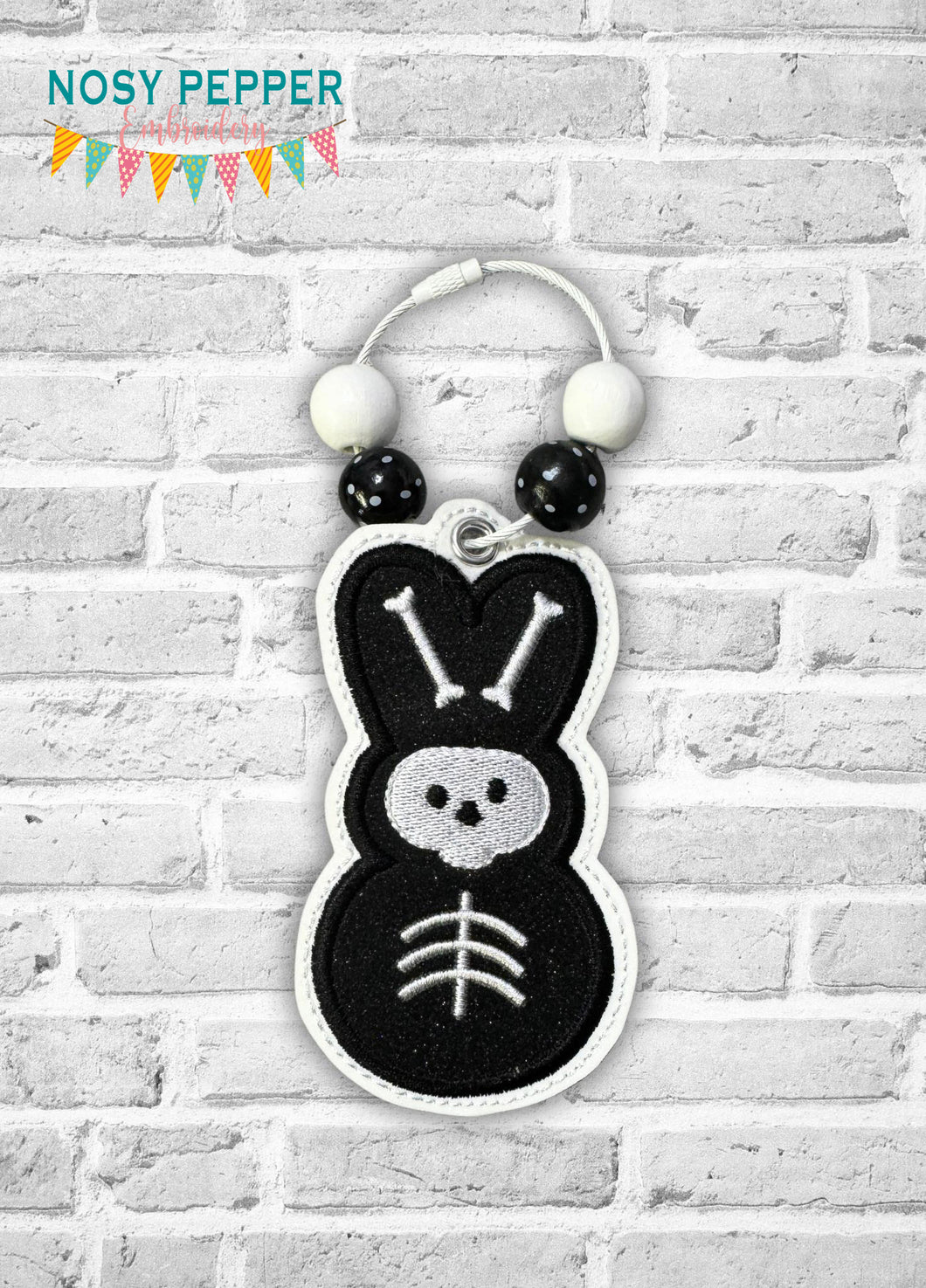 Skeleton Peep applique bookmark/ornament/bag tag machine embroidery design DIGITAL DOWNLOAD