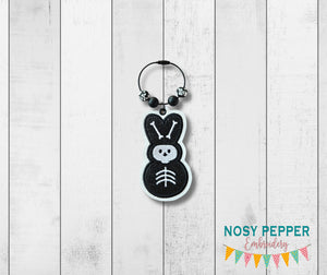 Skeleton Peep applique bookmark/ornament/bag tag machine embroidery design DIGITAL DOWNLOAD