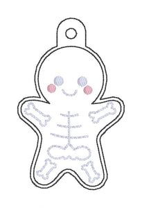 Skeleton Gingerbread snap tab and eyelet fob set (single and multi files included) machine embroidery design DIGITAL DOWNLOAD