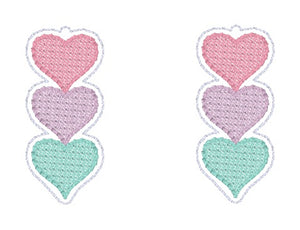 Sketchy Heart ITH earrings DEC 24 Patreon Bundle machine embroidery design DIGITAL DOWNLOAD