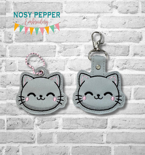 Cute Cat snap tab and eyelet fob Spring 2025 Skill Builder Bundle (single and multi files included) machine embroidery file DIGITAL DOWNLOAD