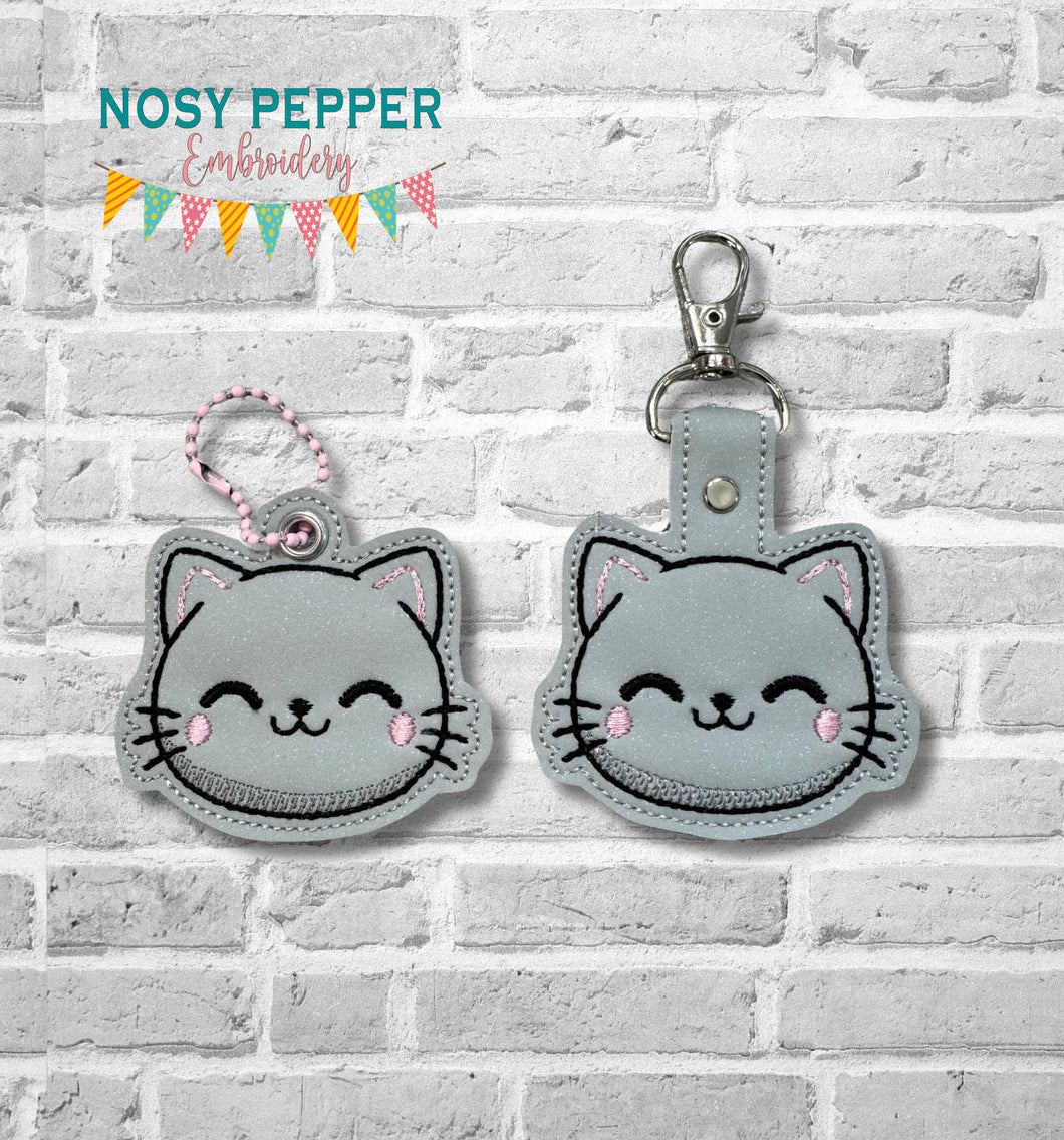 Cute Cat snap tab and eyelet fob Spring 2025 Skill Builder Bundle (single and multi files included) machine embroidery file DIGITAL DOWNLOAD