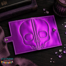 Load image into Gallery viewer, Skull top load notebook cover machine embroidery design DIGITAL DOWNLOAD