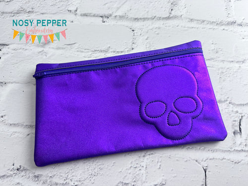 Skull Embossed ITH Bag Oct '24 Mystery Bundle embroidery design (5 sizes available) DIGITAL DOWNLOAD