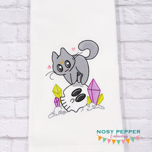 Skull Kitty Sketchy machine embroidery design (5 sizes included) DIGITAL DOWNLOAD