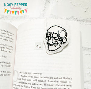 Skull magnetic bookmark machine embroidery design (single and multi files included) DIGITAL DOWNLOAD