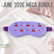 Load image into Gallery viewer, Cherry Quilted sleep mask machine embroidery design (2 sizes included) DIGITAL DOWNLOAD