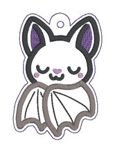 Load image into Gallery viewer, Sleepy Bat applique bag tag machine embroidery design DIGITAL DOWNLOAD