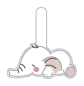 Sleepy Elephant snap tab and eyelet fob March 25 Mystery Bundle (single and multi files included) machine embroidery file DIGITAL DOWNLOAD