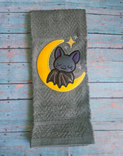 Load image into Gallery viewer, Sleepy Bat applique machine embroidery design (4 sizes included) DIGITAL DOWNLOAD