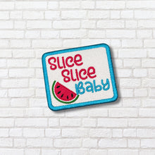 Load image into Gallery viewer, Slice Slice Baby patch (2 sizes included) machine embroidery design DIGITAL DOWNLOAD
