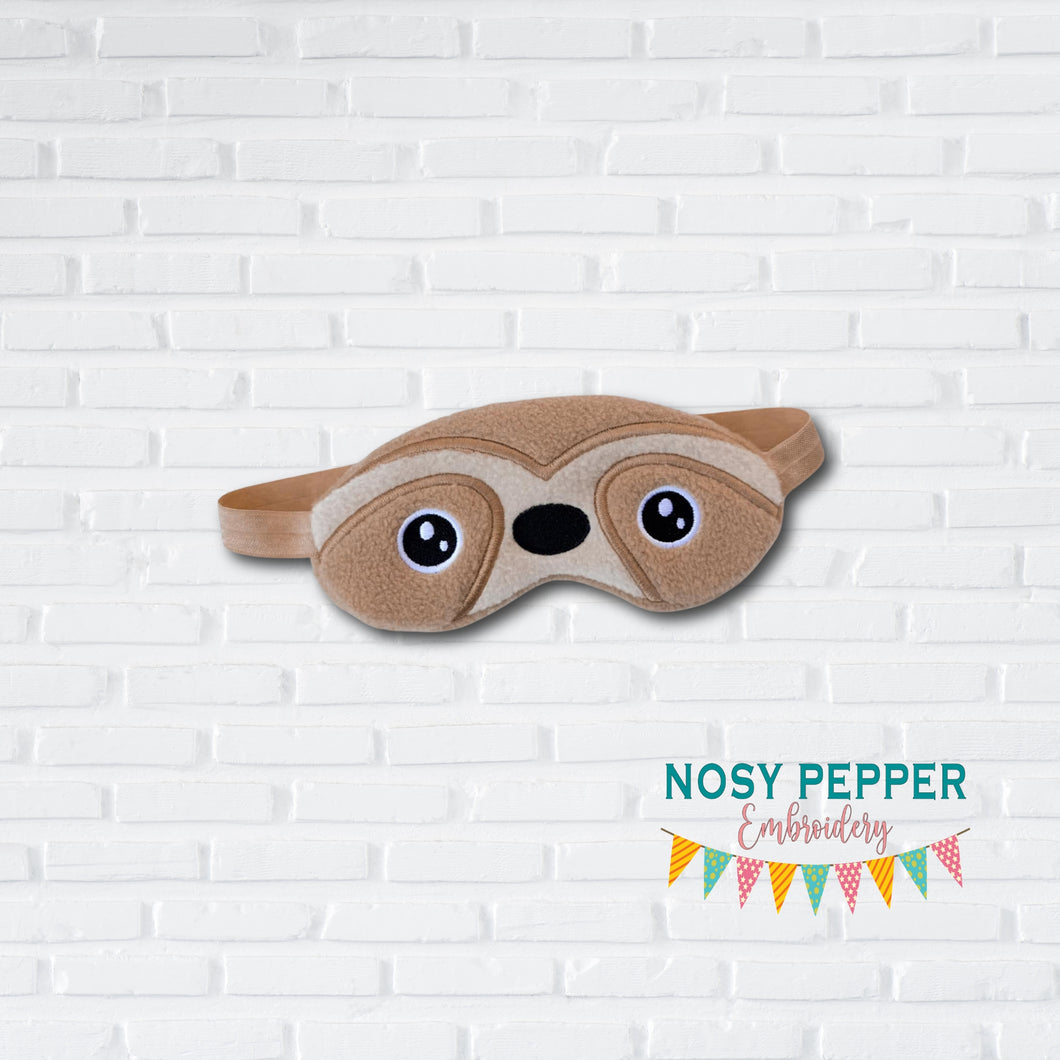Sloth Sleep Mask machine embroidery design (2 sizes included) DIGITAL DOWNLOAD