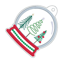 Load image into Gallery viewer, Snow Globe Trees appliqué shaker ornament machine embroidery design DIGITAL DOWNLOAD