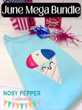 Load image into Gallery viewer, Patriotic Snow Cone applique machine embroidery design June 2024 Mystery Bundle (5 sizes included) DIGITAL DOWNLOAD