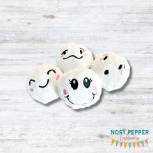 Load image into Gallery viewer, Snowball mini stuffie set (4 designs included) machine embroidery designs DIGITAL DOWNLOAD