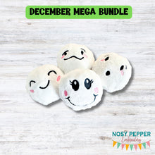 Load image into Gallery viewer, Snowball mini stuffie set (4 designs included) machine embroidery designs DIGITAL DOWNLOAD
