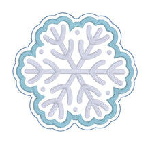 Load image into Gallery viewer, Snowflake applique coaster 4x4 machine embroidery design DIGITAL DOWNLOAD