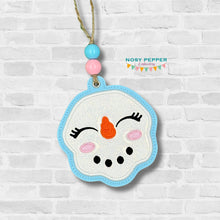 Load image into Gallery viewer, Snowman appliqué ornament machine embroidery design DIGITAL DOWNLOAD