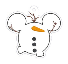 Load image into Gallery viewer, Snowman Mouse ornament/bookmark/bag tag tmachine embroidery design DIGITAL DOWNLOAD
