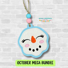 Load image into Gallery viewer, Snowman appliqué ornament machine embroidery design DIGITAL DOWNLOAD