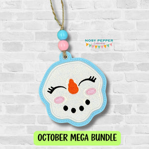 Snowman appliqué ornament machine embroidery design DIGITAL DOWNLOAD