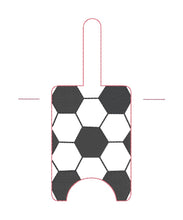 Load image into Gallery viewer, Soccer Sanitizer Case (Snap and eyelet versions available)--MARCH 26 MB-- machine embroidery design DIGITAL DOWNLOAD