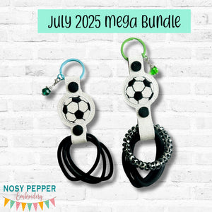 Soccer hair tie holder (2 sizes included) machine embroidery design DIGITAL DOWNLOAD