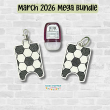 Load image into Gallery viewer, Soccer Sanitizer Case (Snap and eyelet versions available)--MARCH 26 MB-- machine embroidery design DIGITAL DOWNLOAD