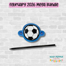 Load image into Gallery viewer, Soccer applique bun cover machine embroidery design DIGITAL DOWNLOAD