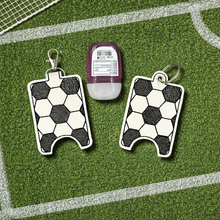 Load image into Gallery viewer, Soccer Sanitizer Case (Snap and eyelet versions available)--MARCH 26 MB-- machine embroidery design DIGITAL DOWNLOAD