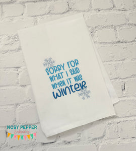 Sorry For What Winter machine embroidery design (4 sizes included) DIGITAL DOWNLOAD