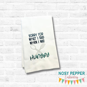 Sorry For Hungry machine embroidery design (4 sizes included) DIGITAL DOWNLOAD