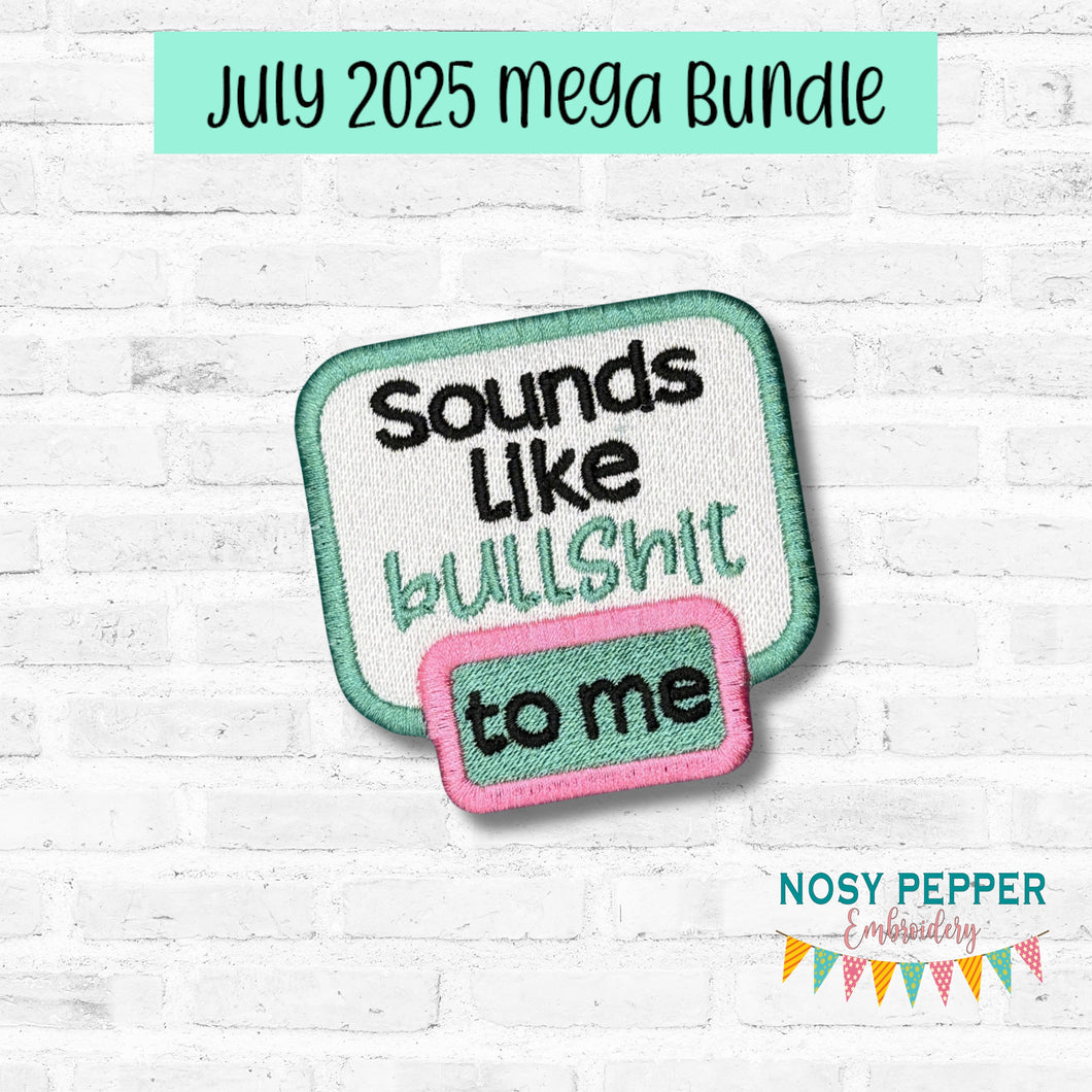 Sounds Like Bullsh!t patch (2 sizes included) machine embroidery design DIGITAL DOWNLOAD