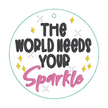 Load image into Gallery viewer, Sparkle bag tag machine embroidery design DIGITAL DOWNLOAD