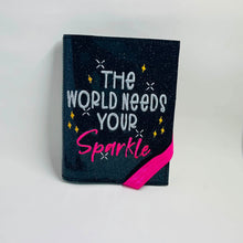 Load image into Gallery viewer, Sparkle notebook cover (2 sizes available) machine embroidery design DIGITAL DOWNLOAD