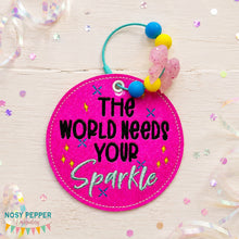 Load image into Gallery viewer, Sparkle bag tag machine embroidery design DIGITAL DOWNLOAD
