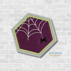 Spider Web hexie applique coaster 4x4 machine embroidery design DIGITAL DOWNLOAD