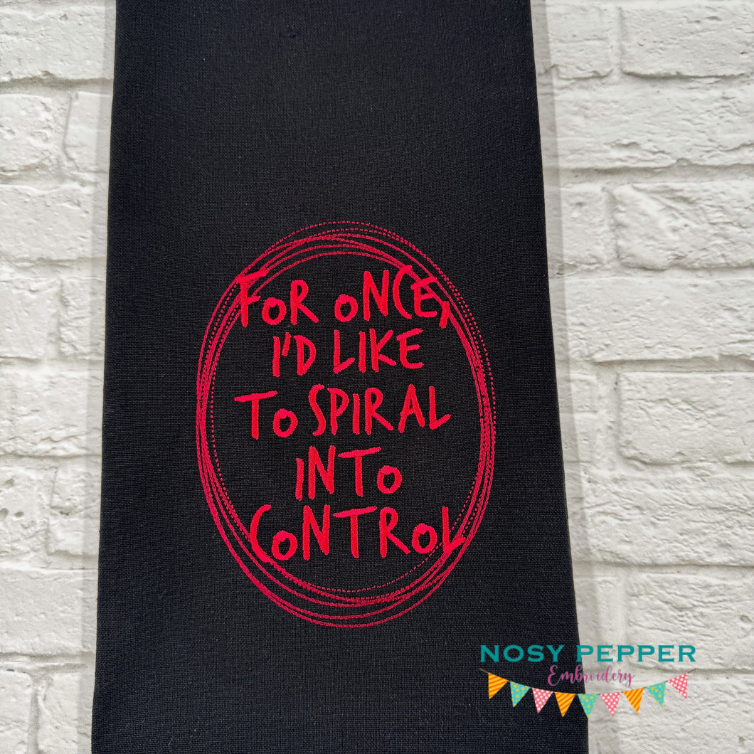 Spiral Into Control machine embroidery design (4 sizes included) DIGITAL DOWNLOAD
