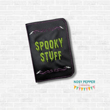 Load image into Gallery viewer, Spooky Stuff Notebook Cover (2 sizes available) machine embroidery design DIGITAL DOWNLOAD