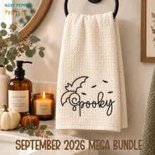 Load image into Gallery viewer, Spooky Bat machine embroidery design (4 sizes included) DIGITAL DOWNLOAD
