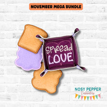 Load image into Gallery viewer, Spread Love ITH tray and wipe set machine embroidery design (includes 2 sizes of trays and 2 wipe designs) DIGITAL DOWNLOAD