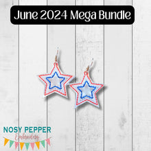 Load image into Gallery viewer, Star ITH earrings April 2024 Mystery Bundle machine embroidery design DIGITAL DOWNLOAD